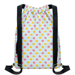 Pink And Yellow Macaron Pattern Print Drawstring Backpack