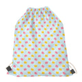Pink And Yellow Macaron Pattern Print Drawstring Bag