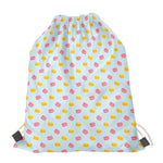 Pink And Yellow Macaron Pattern Print Drawstring Bag