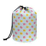Pink And Yellow Macaron Pattern Print Drawstring Makeup Bag
