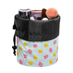 Pink And Yellow Macaron Pattern Print Drawstring Makeup Bag