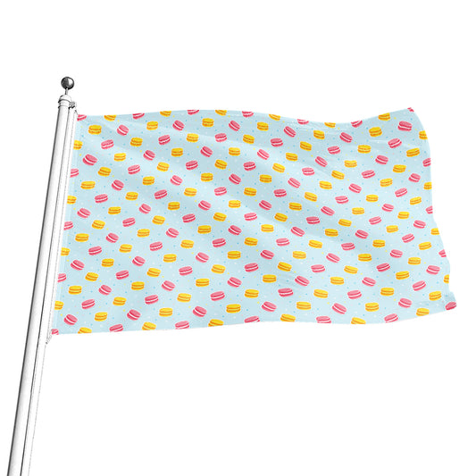 Pink And Yellow Macaron Pattern Print Flag