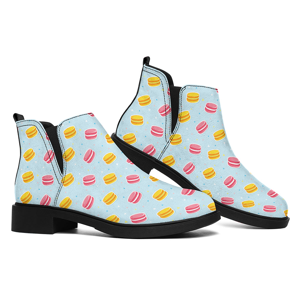 Pink And Yellow Macaron Pattern Print Flat Ankle Boots