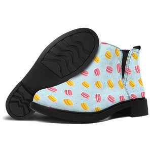 Pink And Yellow Macaron Pattern Print Flat Ankle Boots