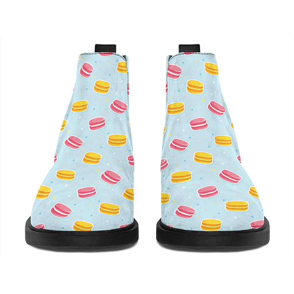 Pink And Yellow Macaron Pattern Print Flat Ankle Boots