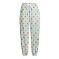 Pink And Yellow Macaron Pattern Print Fleece Lined Knit Pants