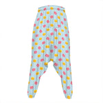 Pink And Yellow Macaron Pattern Print Hammer Pants