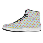Pink And Yellow Macaron Pattern Print High Top Leather Sneakers