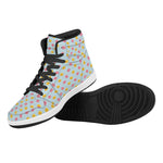 Pink And Yellow Macaron Pattern Print High Top Leather Sneakers