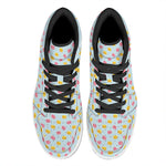 Pink And Yellow Macaron Pattern Print High Top Leather Sneakers