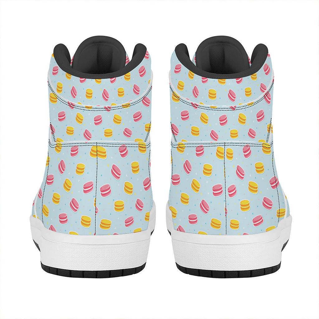 Pink And Yellow Macaron Pattern Print High Top Leather Sneakers