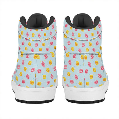Pink And Yellow Macaron Pattern Print High Top Leather Sneakers