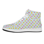 Pink And Yellow Macaron Pattern Print High Top Leather Sneakers