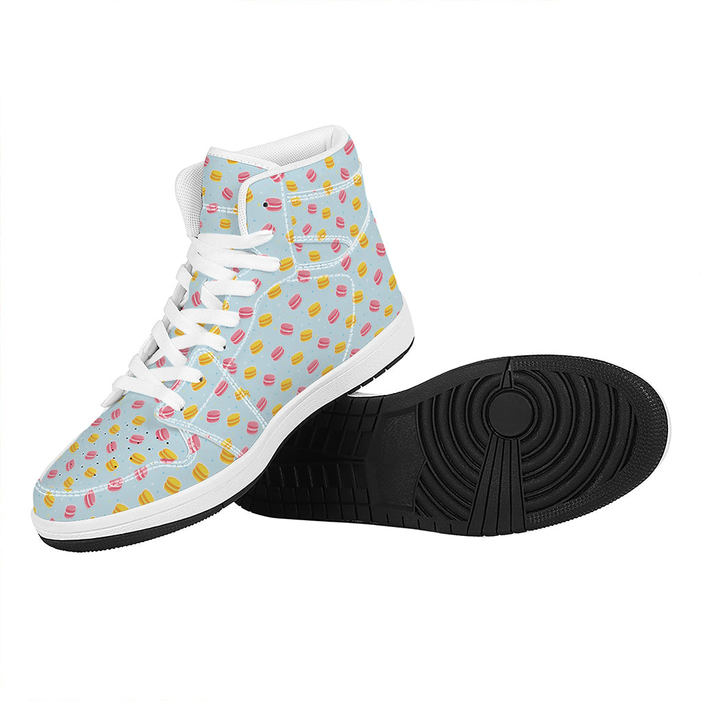 Pink And Yellow Macaron Pattern Print High Top Leather Sneakers