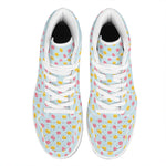 Pink And Yellow Macaron Pattern Print High Top Leather Sneakers