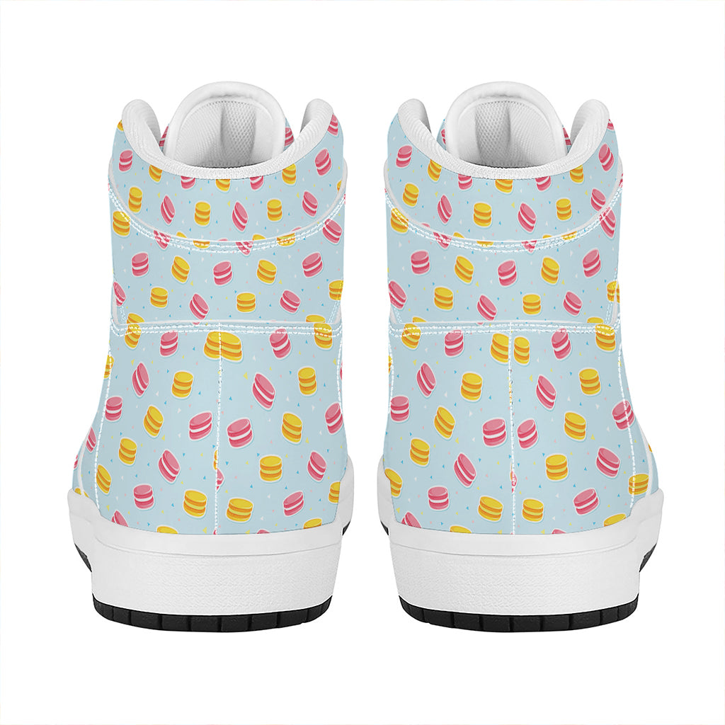 Pink And Yellow Macaron Pattern Print High Top Leather Sneakers
