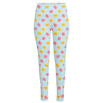 Pink And Yellow Macaron Pattern Print High-Waisted Pocket Leggings