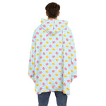 Pink And Yellow Macaron Pattern Print Hoodie Blanket