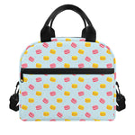 Pink And Yellow Macaron Pattern Print Insulated Lunch Bag