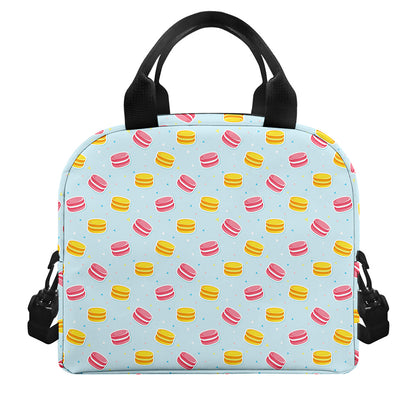 Pink And Yellow Macaron Pattern Print Insulated Lunch Bag