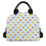 Pink And Yellow Macaron Pattern Print Insulated Lunch Bag