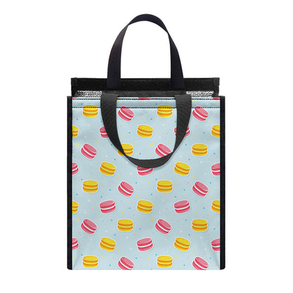 Pink And Yellow Macaron Pattern Print Insulated Lunch Tote