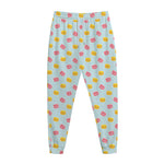 Pink And Yellow Macaron Pattern Print Jogger Pants