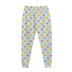 Pink And Yellow Macaron Pattern Print Jogger Pants