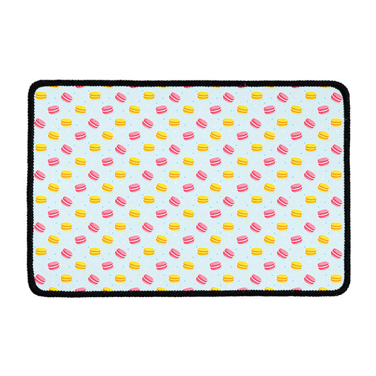 Pink And Yellow Macaron Pattern Print Kitchen Mat
