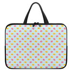Pink And Yellow Macaron Pattern Print Laptop Sleeve With Handle