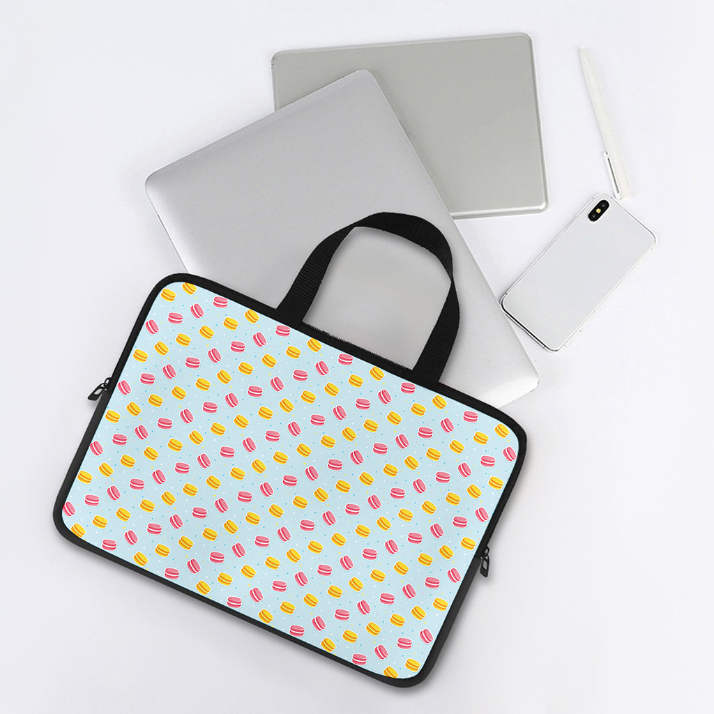 Pink And Yellow Macaron Pattern Print Laptop Sleeve With Handle