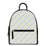 Pink And Yellow Macaron Pattern Print Leather Backpack