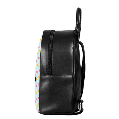 Pink And Yellow Macaron Pattern Print Leather Backpack