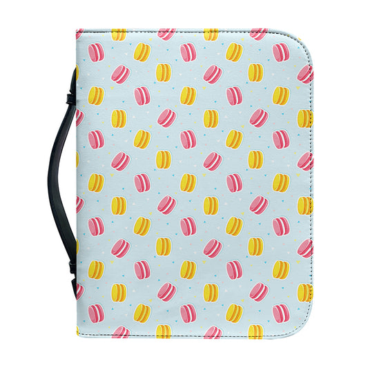 Pink And Yellow Macaron Pattern Print Leather Bible Cover