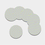 Pink And Yellow Macaron Pattern Print Leather Coaster Set