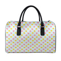 Pink And Yellow Macaron Pattern Print Leather Duffel Bag