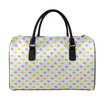 Pink And Yellow Macaron Pattern Print Leather Duffle Bag