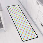 Pink And Yellow Macaron Pattern Print Long Kitchen Mat