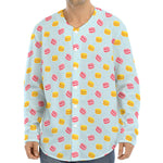 Pink And Yellow Macaron Pattern Print Long Sleeve Baseball Jersey