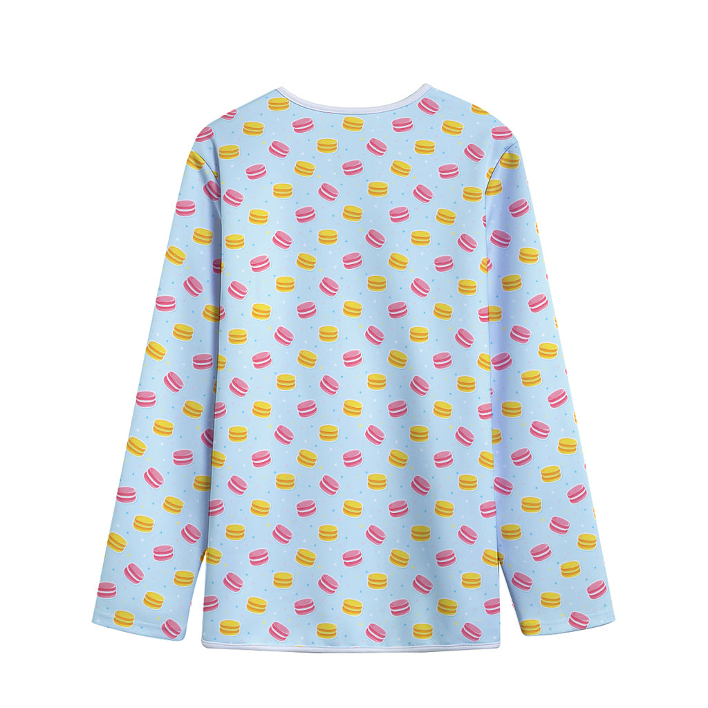 Pink And Yellow Macaron Pattern Print Long Sleeve Short Coat