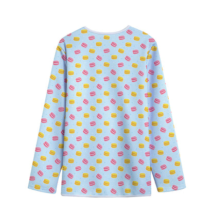 Pink And Yellow Macaron Pattern Print Long Sleeve Short Coat