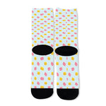 Pink And Yellow Macaron Pattern Print Long Socks