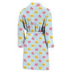 Pink And Yellow Macaron Pattern Print Men's Bathrobe