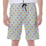 Pink And Yellow Macaron Pattern Print Men's Beach Shorts