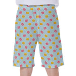 Pink And Yellow Macaron Pattern Print Men's Beach Shorts
