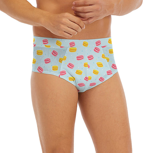 Pink And Yellow Macaron Pattern Print Men's Briefs