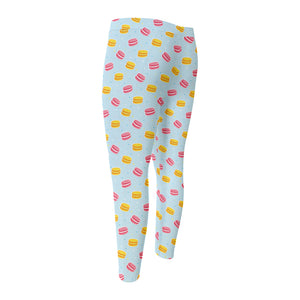 Pink And Yellow Macaron Pattern Print Men's Compression Pants