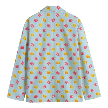 Pink And Yellow Macaron Pattern Print Men's Cotton Blazer