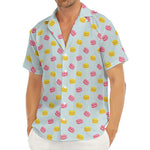 Pink And Yellow Macaron Pattern Print Men's Deep V-Neck Shirt