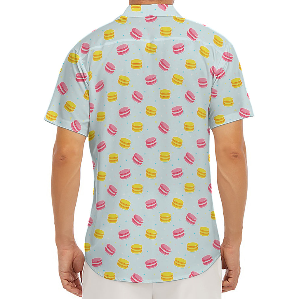 Pink And Yellow Macaron Pattern Print Men's Deep V-Neck Shirt